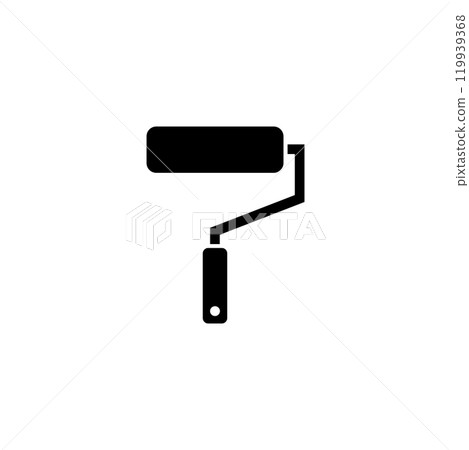 Black vector icon of a paint roller, symbolizing home improvement and renovation tasks Black vector icon of a paint roller, symbolizing home improvement and renovation tasks 119939368