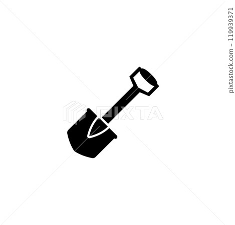 Black silhouette of a shovel for gardening and construction 119939371