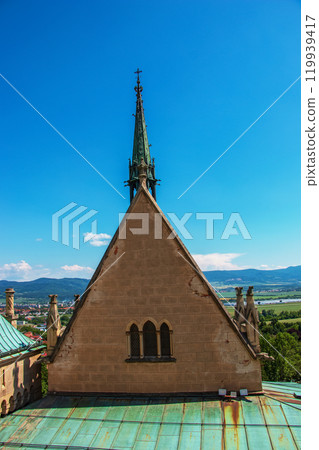 Beautiful Bojnice castle in Slovakia, Central Europe, UNESCO. Medieval architectural monument. Beautiful Bojnice castle in Slovakia, Central Europe, UNESCO. Medieval architectural monument. 119939417