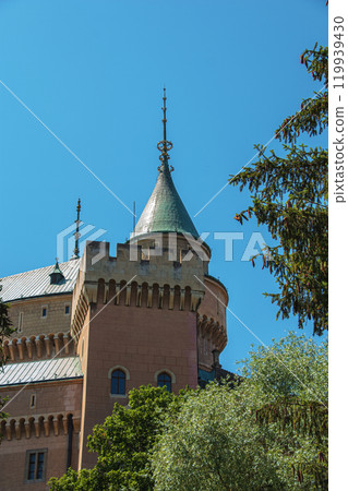 Beautiful Bojnice castle in Slovakia, Central Europe, UNESCO. Medieval architectural monument. Beautiful Bojnice castle in Slovakia, Central Europe, UNESCO. Medieval architectural monument. 119939430