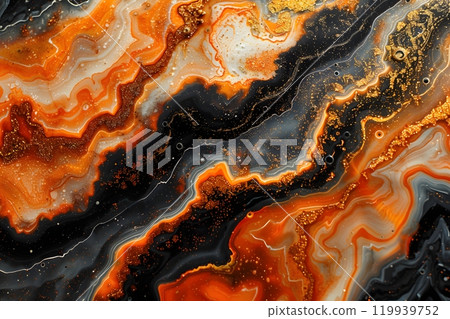 Abstract Fluid Art with Marbled Orange, Black, and Gold Patterns for Creative Design Generative AI Abstract Fluid Art with Marbled Orange, Black, and Gold Patterns for Creative Design Generative AI 119939752