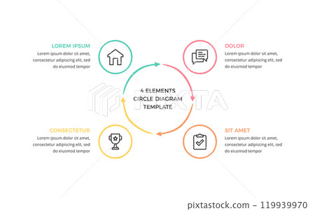 Hand Drawn Circle Chart - 4 Parts Hand Drawn Circle Chart - 4 Parts 119939970