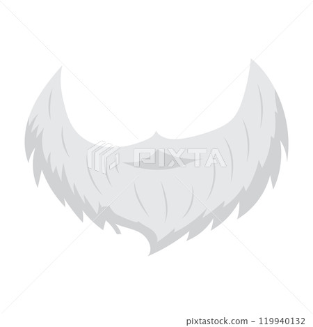 Christmas white beard in flat design. Santa Claus face mask at masquerade. Vector illustration isolated. 119940132