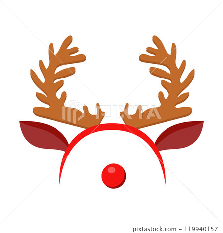 Christmas hoop with reindeer antlers in flat design. Holiday hat for winter party. Vector illustration isolated. 119940157
