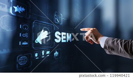 SEM Search Engine Optimization Marketing Ranking Traffic Website Technology Communication Concept 119940421