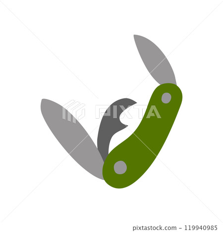 Abstract open penknife hand drawn illustration 119940985