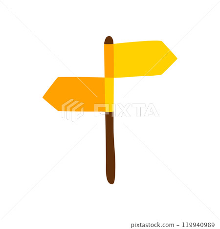 Two opposing directional arrows on a pole 119940989