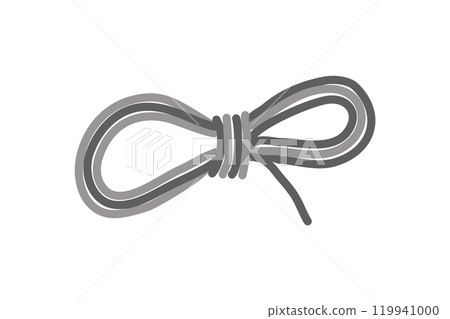 Monochrome knot of colored wires against white background 119941000