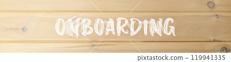 Onboarding success symbol. Concept word Onboarding on beautiful wooden wall. Beautiful wooden wall background. Business onboarding success concept. Copy space. Onboarding success symbol. Concept word Onboarding on beautiful wooden wall. Beautiful wooden wall background. Business onboarding success concept. Copy space. 119941335