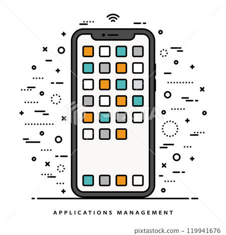 smartphone icon in the style flat design with thin line on white background. vector illustration 119941676