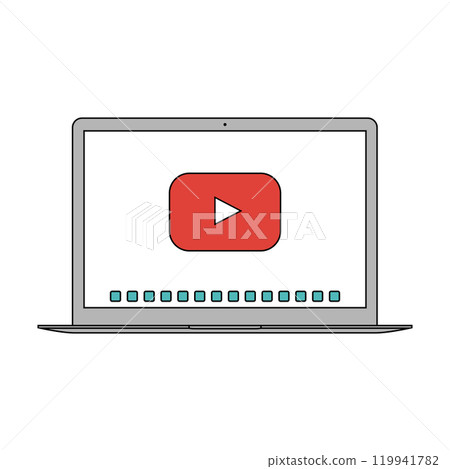 laptop icon in the style thin line flat design isolated on white background. vector illustration 119941782