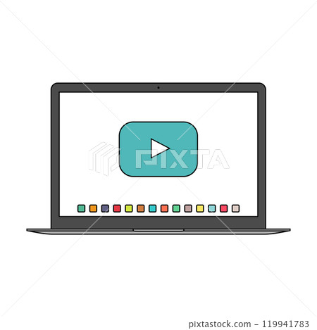 laptop icon in the style thin line flat design isolated on white background. vector illustration 119941783