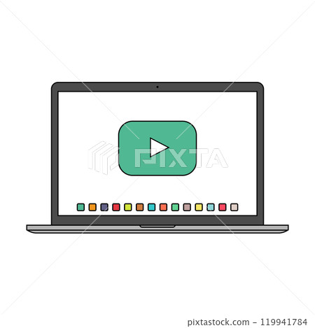 laptop icon in the style thin line flat design isolated on white background. vector illustration laptop icon in the style thin line flat design isolated on white background. vector illustration 119941784