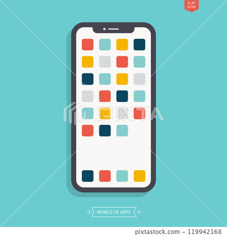 smartphone icon in the style flat design on blue background. vector illustration 119942168