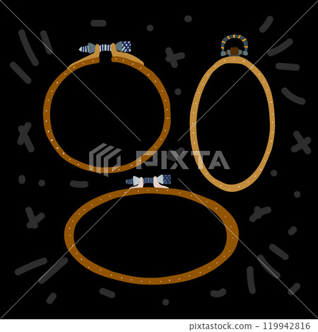 Embroidery three hoops brown needlework vector art Embroidery three hoops brown needlework vector art 119942816