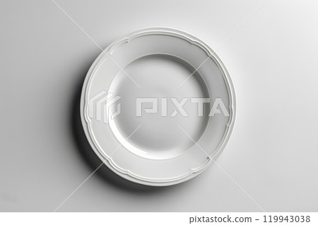 Elegant White Ceramic Plate on Minimalist Background for Dining and Culinary Design Generative AI 119943038