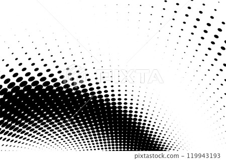 halftone pattern with black dots arranged in a curved shape on a white background. Vector illustration halftone pattern with black dots arranged in a curved shape on a white background. Vector illustration 119943193
