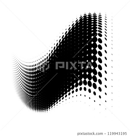 halftone pattern with black dots arranged in a curved shape on a white background. Vector illustration halftone pattern with black dots arranged in a curved shape on a white background. Vector illustration 119943195