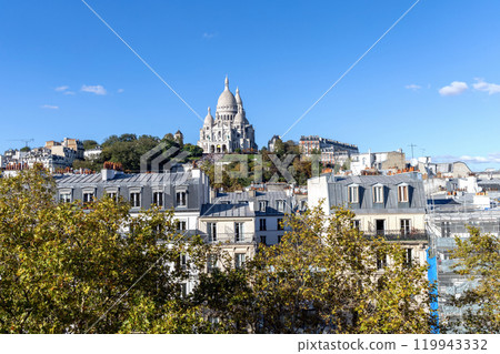 View of the hills of Montmartre and the Sacre Coeur Cathedral View of the hills of Montmartre and the Sacre Coeur Cathedral 119943332