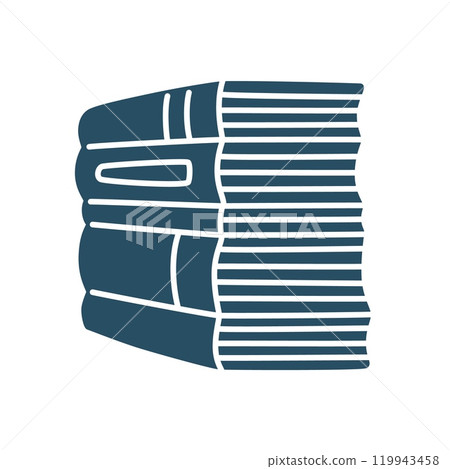 Doodle pile of books icon in minimalistic style. Knowledge symbol 119943458