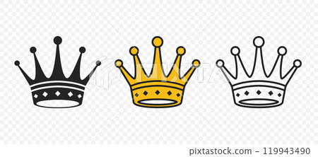 Vector Crown Icons Set. Flat Style Crown Icon Collection. Elegant Crown Icons. Various Royal Crowns 119943490