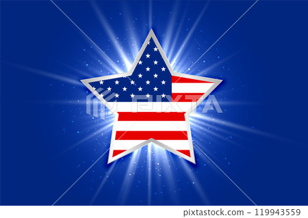 american flag inside a glowing star background 119943559