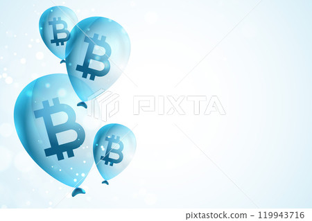flying bitcoin balloons concept background 119943716
