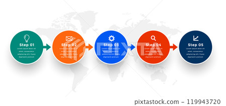 five steps directional infographic template design 119943720