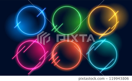 circle neon frames in many colors circle neon frames in many colors 119943806