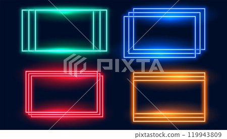 rectangle neon frames set in four colors 119943809