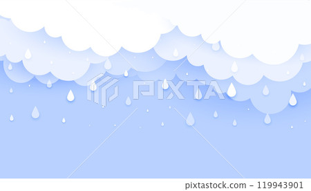 cloud with falling rain drops papercur style background cloud with falling rain drops papercur style background 119943901
