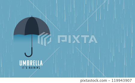 falling rain with black umbrella background 119943907