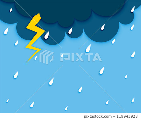 dark cloud with flash lightening and rainfall 119943928