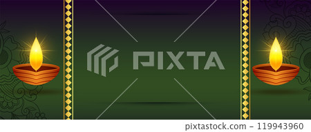 diwali diya banner with text space 119943960