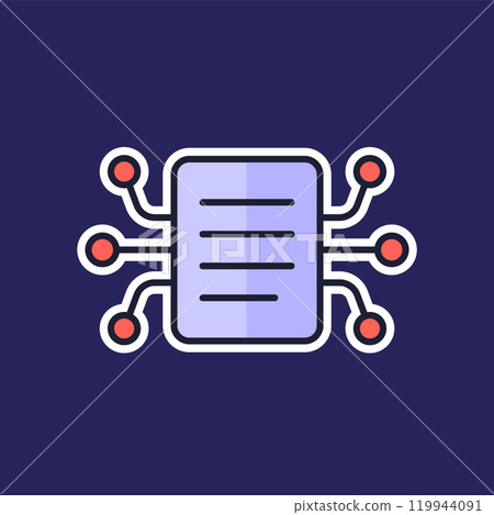 compiling data icon with document, outlined design 119944091