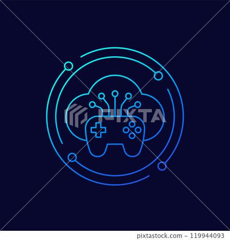 game server icon with gamepad, cloud gaming game server icon with gamepad, cloud gaming 119944093