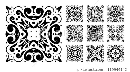 square mandala pattern set of ten 119944142