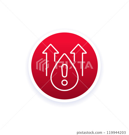 high cholesterol in blood line icon, vector 119944203