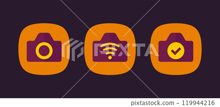 camera, wi-fi connection icons, flat design - Stock Illustration ...