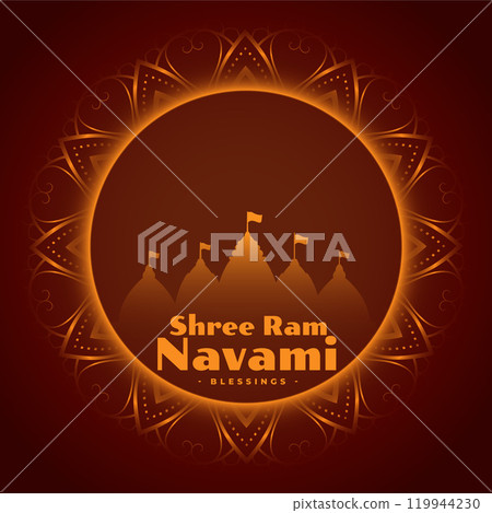shree ram navami festival card with decorative frame 119944230