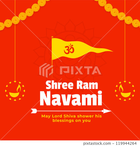 shree ram navami wishes card in flat colors 119944264