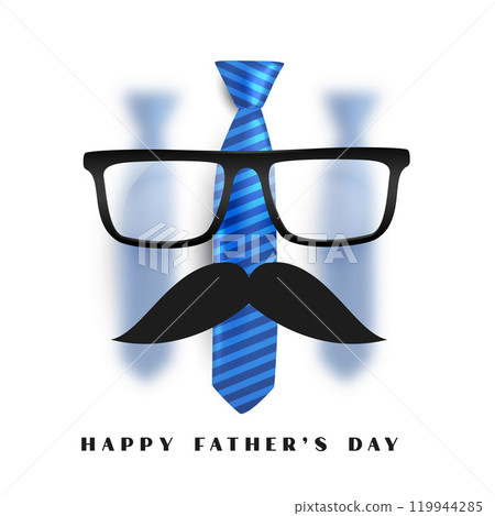 happy fathers day card with glasses mustache and tie 119944285