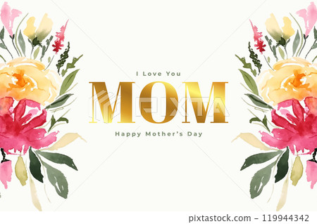happy mothers day flower decorative celebration card design 119944342
