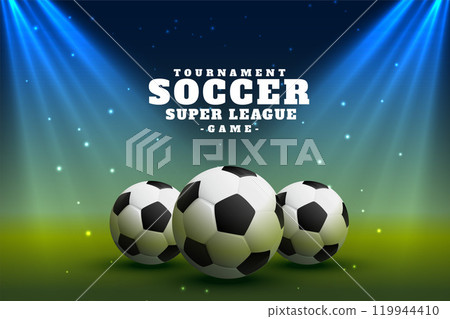realistic soccer football league background with spot focus lights realistic soccer football league background with spot focus lights 119944410