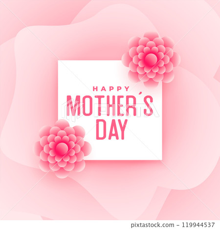 happy mother's day pink flower card design 119944537