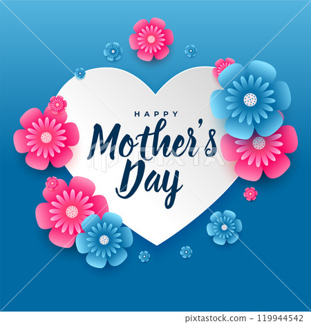 lovely mothers day poster with heart and flowers 119944542