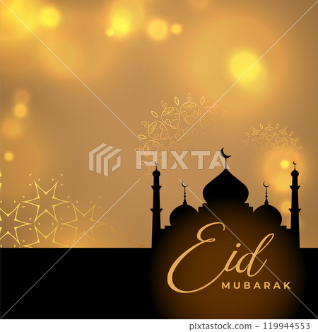 eid mubarak shiny golden card design 119944553