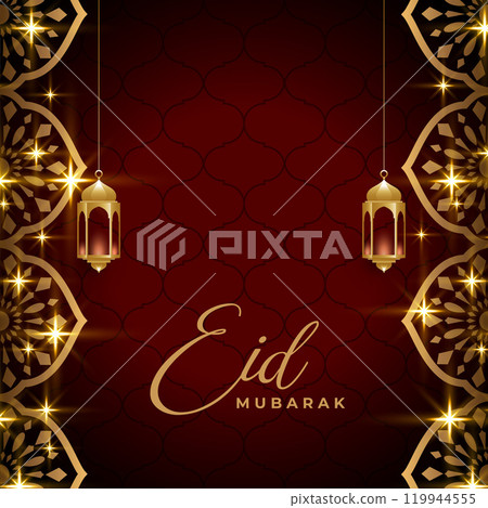 eid mubarak golden sparkling background design 119944555