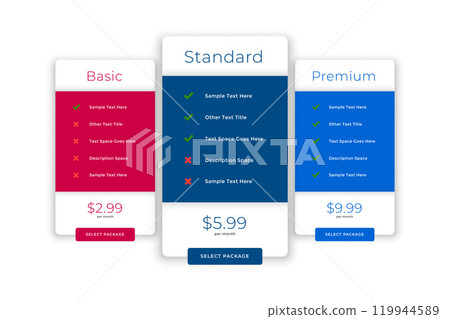 modern comparision plans and pricing template 119944589