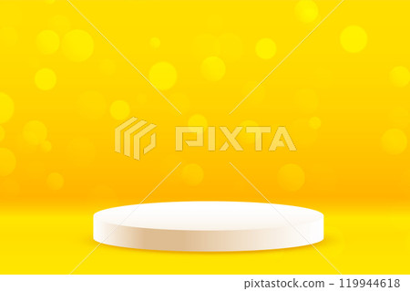 yellow studio background with podium for product display 119944618